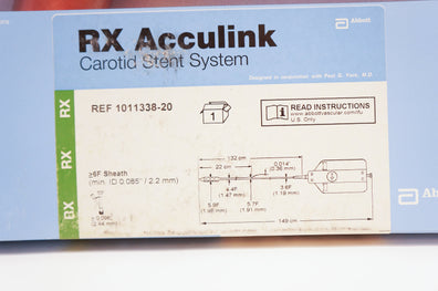 Abbott 1011338-20 RX Acculink Carotid Stent System 6.0 x 20mm, 132cm (x)